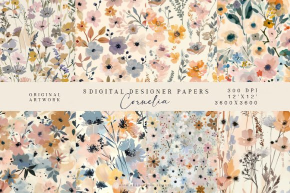 Abstract Meadow Flower Seamless Patterns