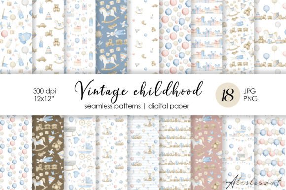 Baby Toys Seamless Patterns Set: A Nostalgic Touch for Creative Projects