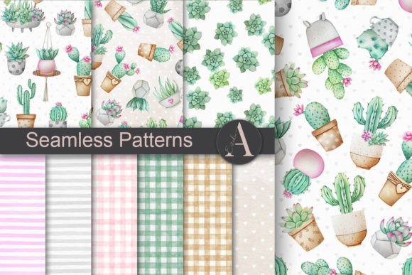 Cactus and Succulents Seamless Patterns: A Versatile Design Resource for Creative Projects