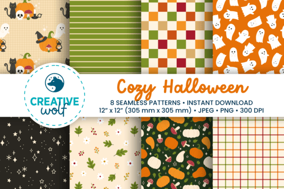Cozy Halloween - 8 Seamless Patterns for Creative and Strategic Design Projects
