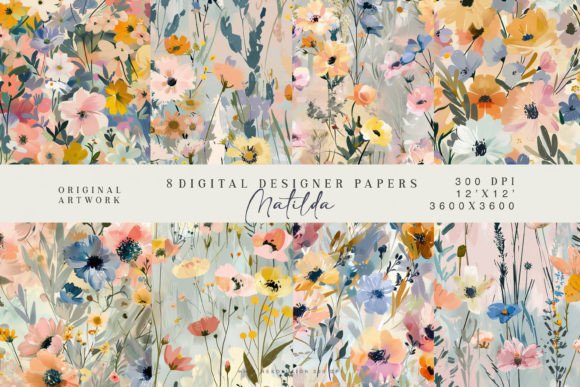 Discover the Charm of 8 Abstract Floral Seamless Patterns