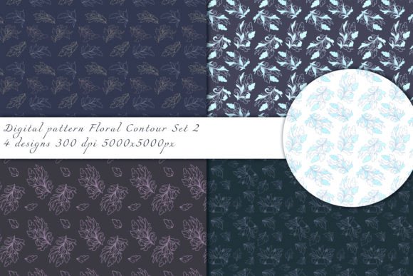Floral Contour Set 2 Patterns Set