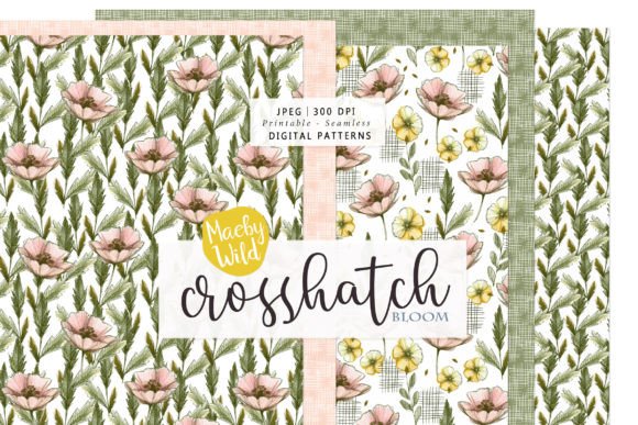 Floral Pen and Line Seamless Patterns