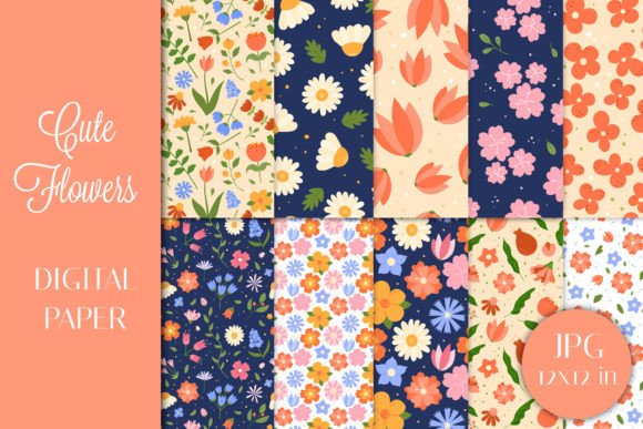 Flowers Digital Paper Floral Patterns