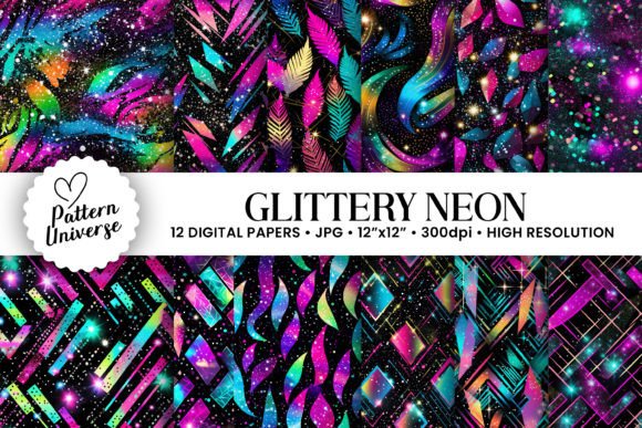 Glittery Neon Seamless Patterns for Creative Projects
