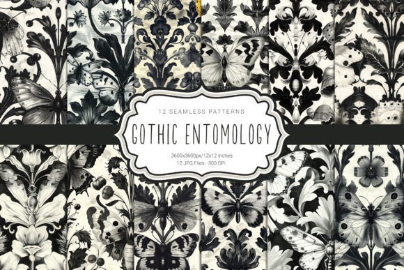 Gothic Entomology Seamless Patterns: A Fusion of Art and Insect Design