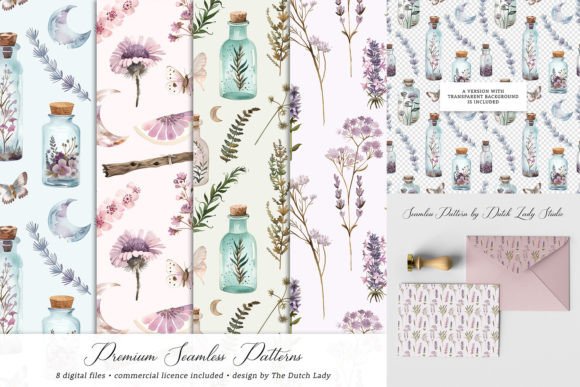 Herbal Potions Seamless Patterns