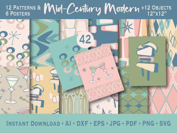 Mid Century Modern SVG Patterns Posters: A Timeless Design Revival