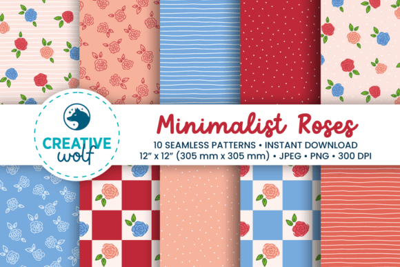 Minimalist Roses Seamless Patterns: A Versatile Design Resource for Creative Projects