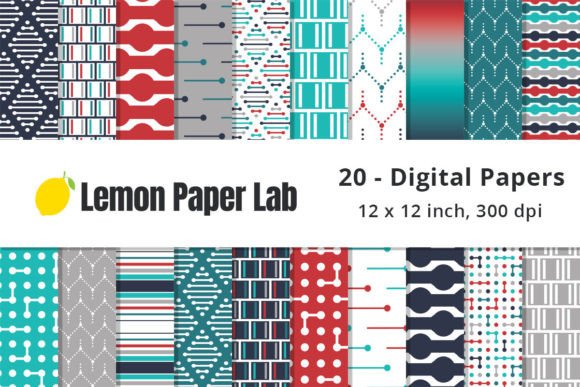 Red, White, Blue, Cyan and Grey Patterns: A Versatile Design Resource for Creative Projects