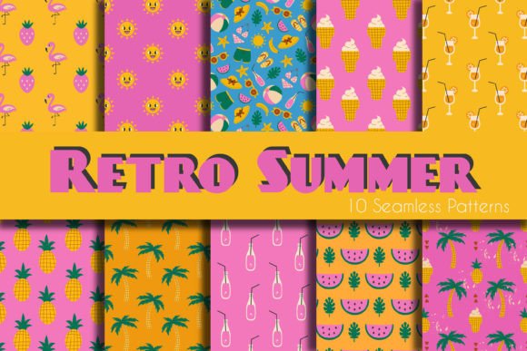 Retro Summer Seamless Patterns Papers: A Versatile Asset for Creative Projects