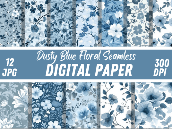 Shabby Chic Dusty Blue Floral Patterns: A Versatile Design Element for Creative and Professional Workflows
