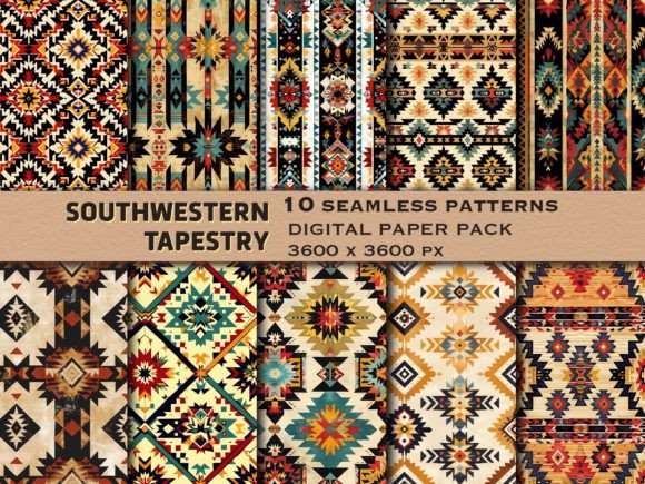 Southwestern Tapestry Seamless Patterns: A Versatile Design Resource for Tribal Aesthetics