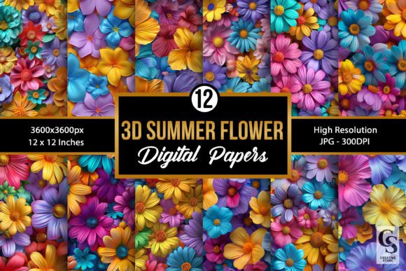 Summer 3D Flowers Seamless Patterns: A Versatile Design Asset for Creative Projects