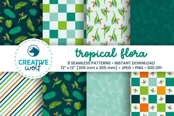 Tropical Flora Seamless Patterns