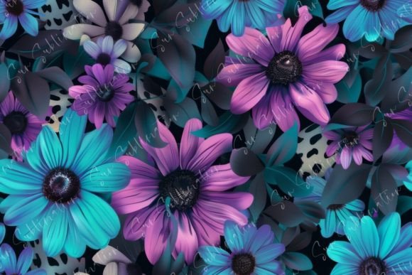 Vibrant Floral Patterns on Dark: Aesthetic and Functional Design for Digital Use