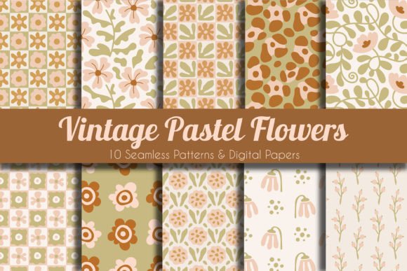 Vintage Pastel Flowers Seamless Patterns